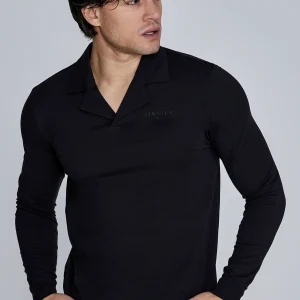 Polo à manches longues en noir