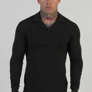 Polo Revere à manches longues en noir