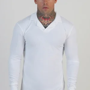 Polo Revere à manches longues en blanc