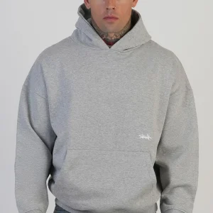 Sweat à capuche graphique en gris marl