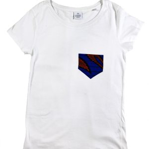 T-shirt Femme Blanc avec pochette en tissu wax