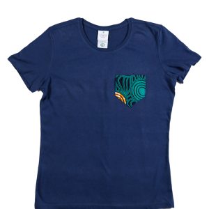 T-shirt Femme Bleu avec pochette en tissu wax