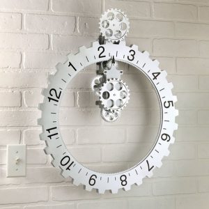 Horloge Murale Industrielle Engrenages – Clock Gear Design Grand Format, 4 Couleurs, Design Original, Idée Déco et Cadeau Motard