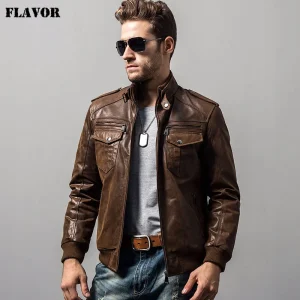 Veste cuir homme – Blouson motard vintage hiver