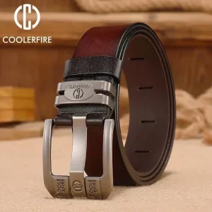 Ceinture cowboy cuir véritable homme – Large, boucle métal vintage, style western, café foncé, plusieurs tailles – Look motard & décontracté