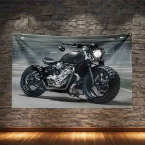 Bannière de moto d’impression numérique de polyester de sensation de Hurcycles vintage classiques pour la décoration