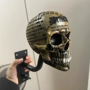 Support casque moto tête de mort – support mural en résine rétro, décoration motard, solide et pratique pour ranger casque de moto