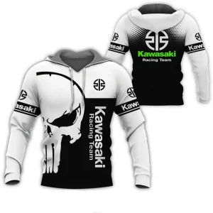 Sweat à Capuche Kawasaki Racing 3D pour Homme – Style Moto Streetwear