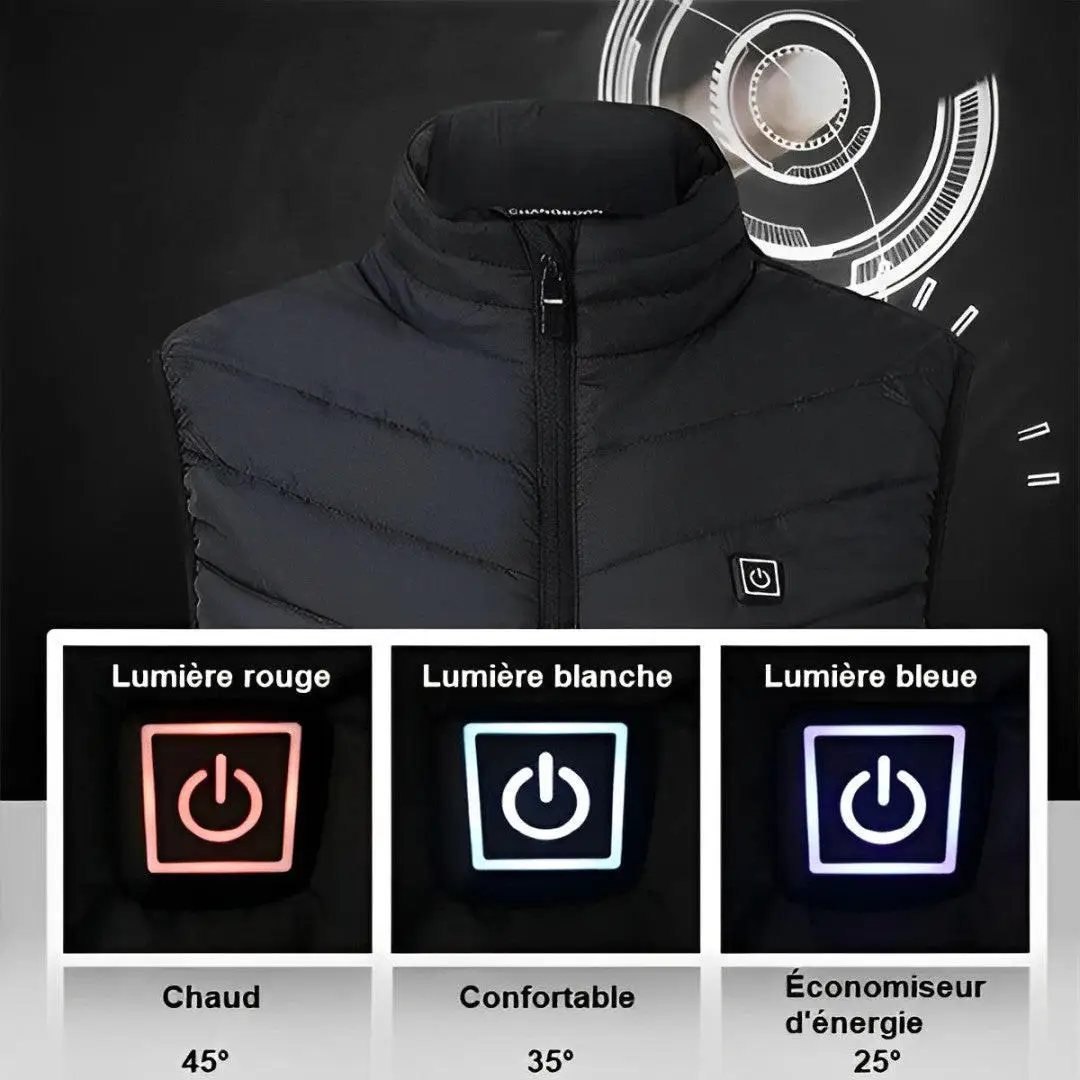 Veste chauffante moto électrique 9 zones – Gilet thermique hiver rechargeable USB pour motard – Image 3