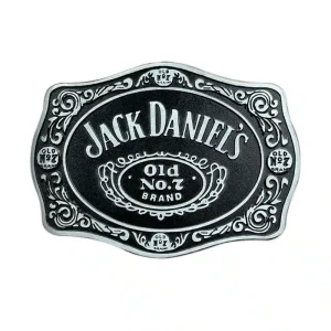 Boucle ceinture fan art Jack Daniel’s – Métal vintage style western, logo inspiré Old No.7, sangle 3,8 cm – Look biker ou rock USA