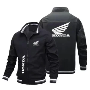 veste moto homme été style Honda – fan art non officiel, blouson léger zippé coupe-vent, look racing pour motard, idéal pour printemps ou mi-saison
