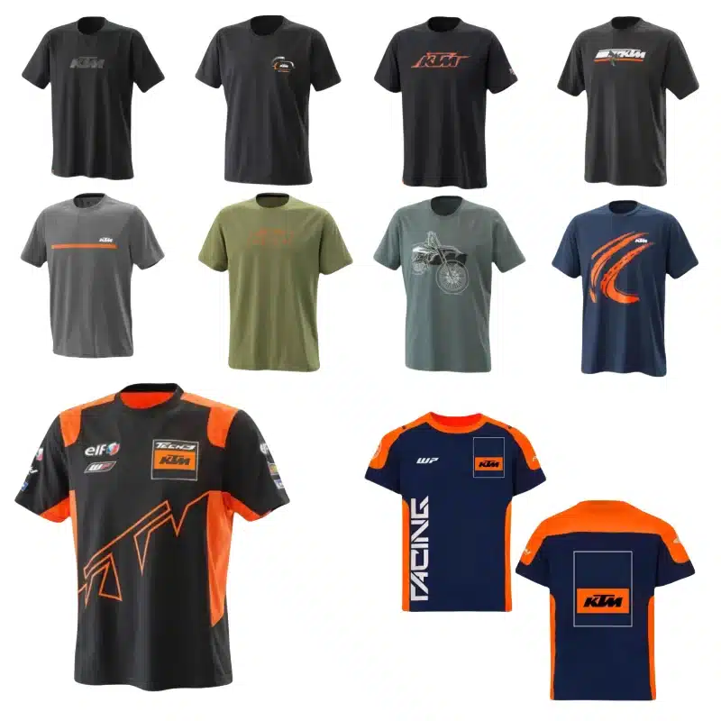 T-shirt moto homme style KTM – maillot été respirant motocross ou VTT, fan art non officiel, look racing orange et noir, tailles XXS à 6XL