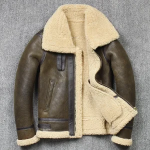 Veste d’aviateur moto cuir B3 doublée mouton – Style bombardier