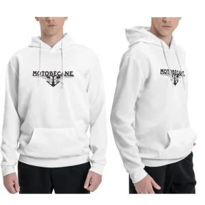 Sweat Motobécane homme à capuche blanc – pull décontracté streetwear moto rétro vintage, idée cadeau motard