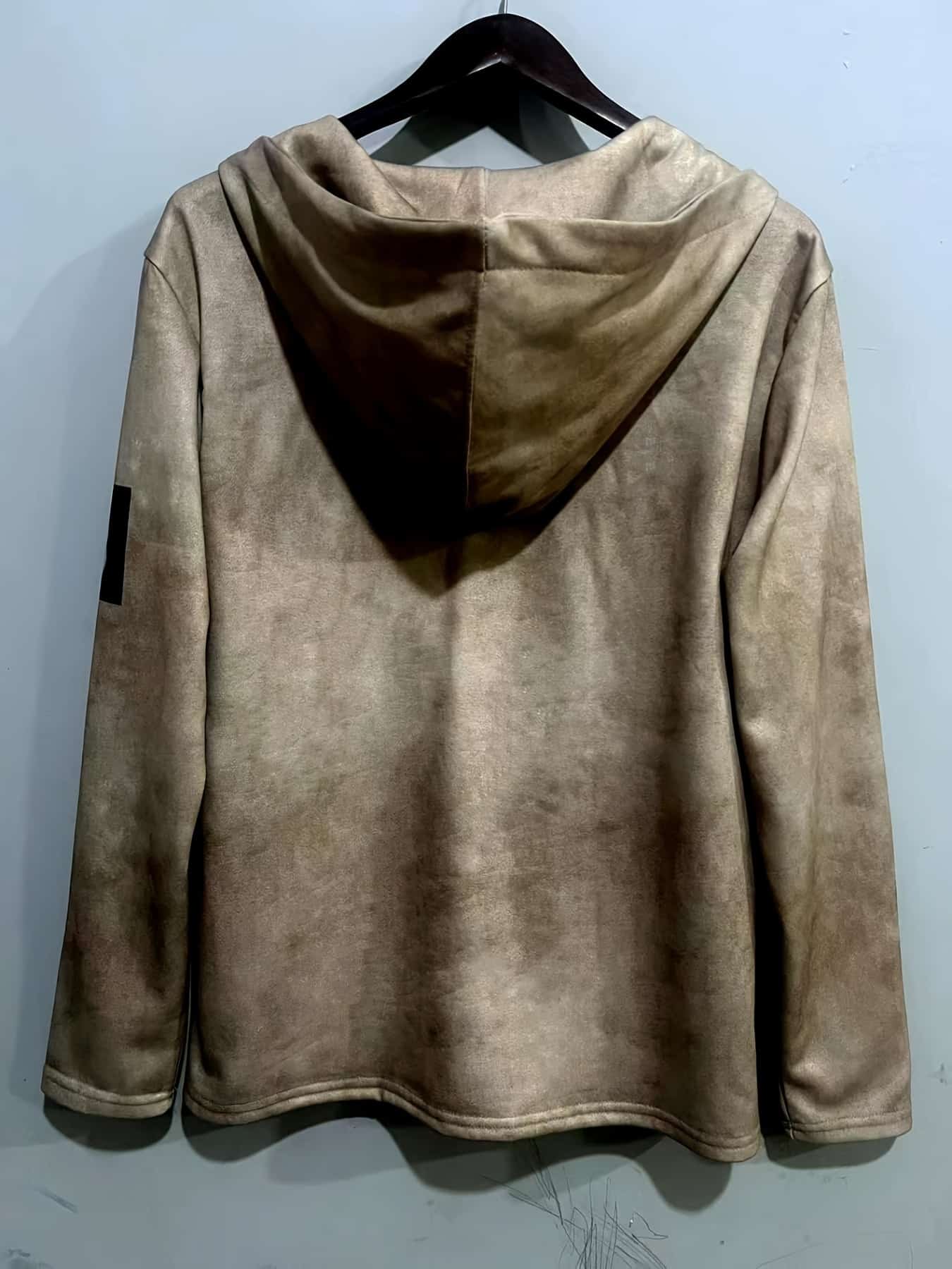 Sweat à capuche rétro homme – Style streetwear décontracté pour automne/hiver, coupe confortable, look motard urbain – Image 2