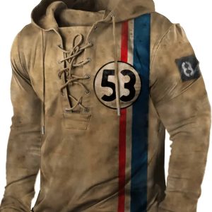 Sweat à capuche rétro homme – Style streetwear décontracté pour automne/hiver, coupe confortable, look motard urbain