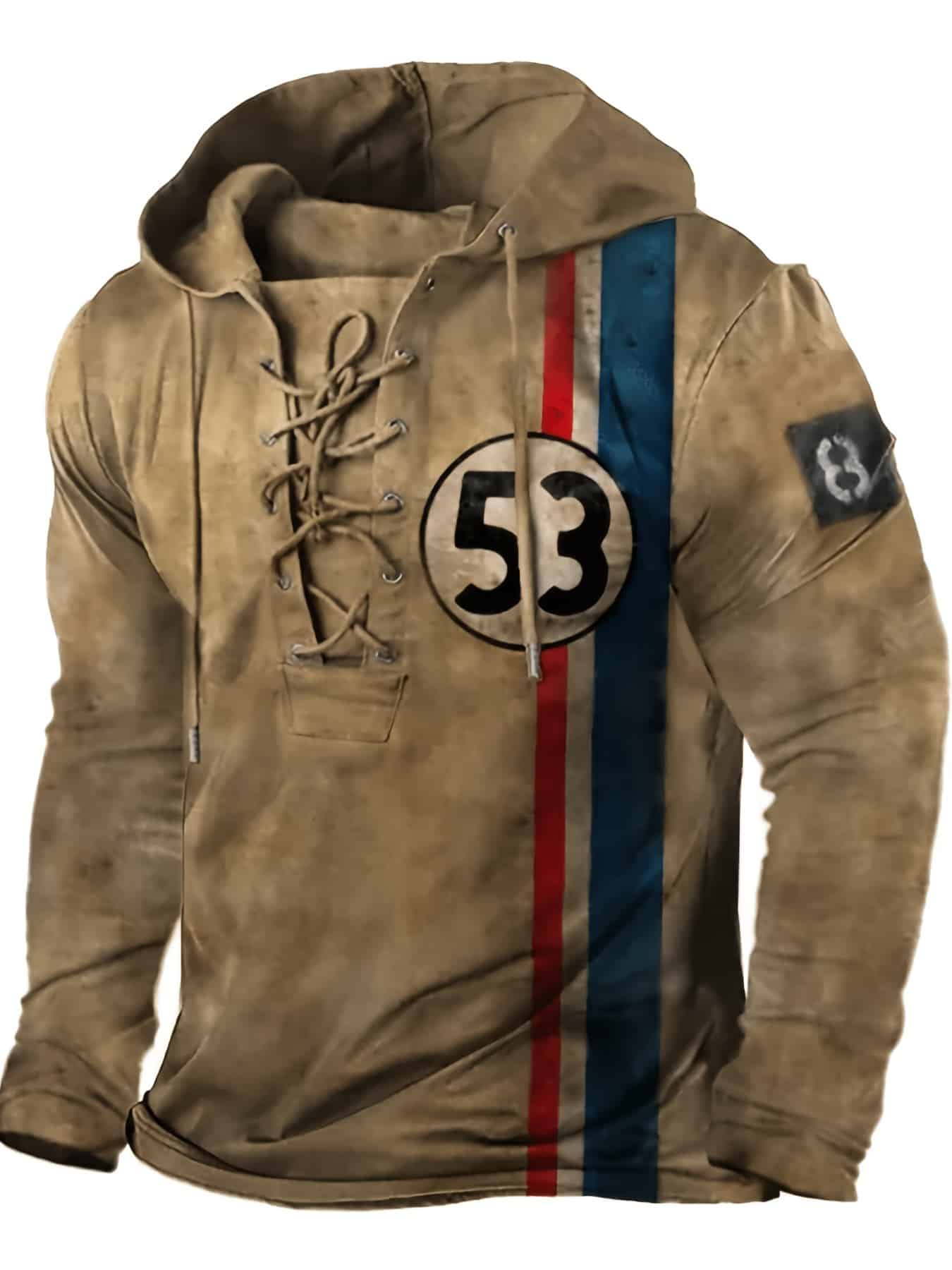 Sweat à capuche rétro homme – Style streetwear décontracté pour automne/hiver, coupe confortable, look motard urbain