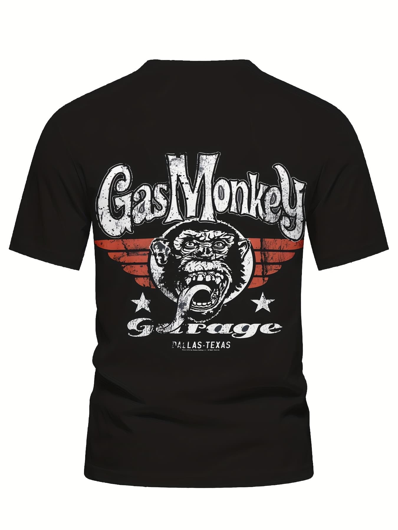 t-shirt motard homme noir Garage – imprimé vintage USA, col rond, coupe droite, 100% polyester doux, manches courtes, style biker décontracté – Image 5