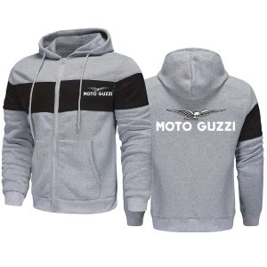 Sweat à capuche zippé rouge pour homme – Imprimé moto, manches longues – Style décontracté pour l&rsquo;automne et l&rsquo;hiver