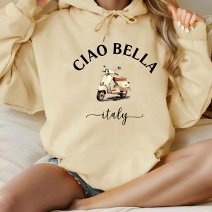 Sweat à capuche femme imprimé scooter – Poche kangourou – Manches longues – Style décontracté pour les passionnées de deux-roues