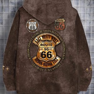 Veste capuche vintage Route 66 homme – sweat chaud rétro automne hiver