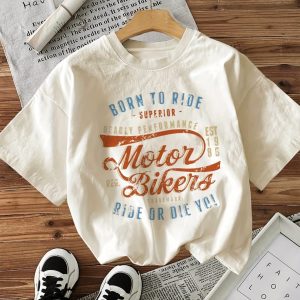 T-shirt femme motarde « Born to Ride – Ride or Die » style vintage biker, coupe décontractée, col rond, impression rétro – Look rideuse affirmée