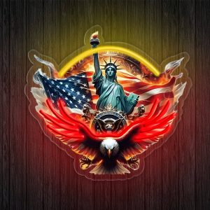 lampe murale LED Statue de la Liberté et Aigle – déco lumineuse USA – éclairage mural USB ambiance garage, salon ou chambre motard