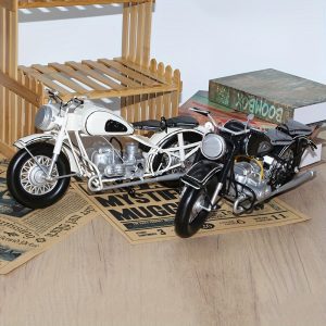 Modèle moto vintage noir – Miniature déco rétro en fer style collection 1087BK
