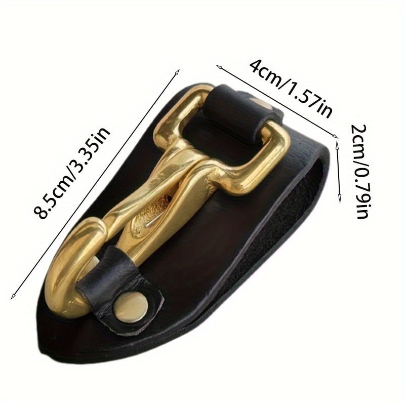 Porte-clés cuir vintage homme – attache ceinture avec crochet cuivre vieilli – style motard fait main – Image 5