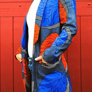 Veste blazer en tissu wax Leaf