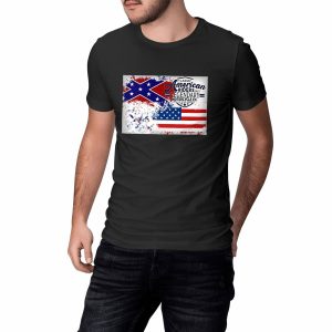 T-shirt Unisexe Classique avec Drapeaux USA et Confédéré